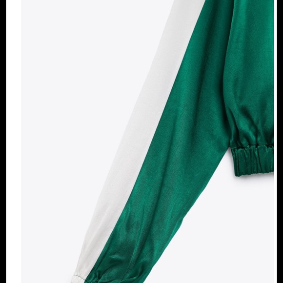 ZARA piped green satin jacket size small - Picture 10 of 10